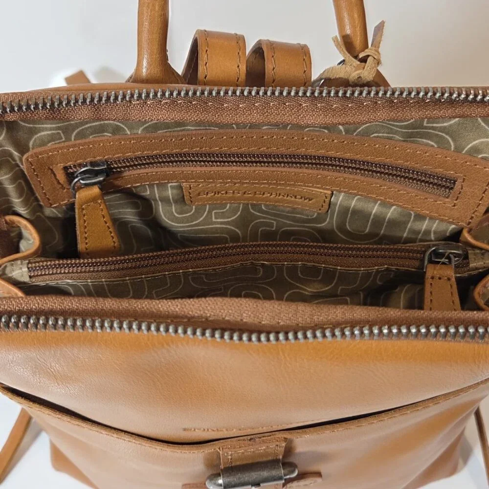 NWT Spikes & Sparrow Leather Backpack - Texas - Tan Brown - Picture 5 of 8